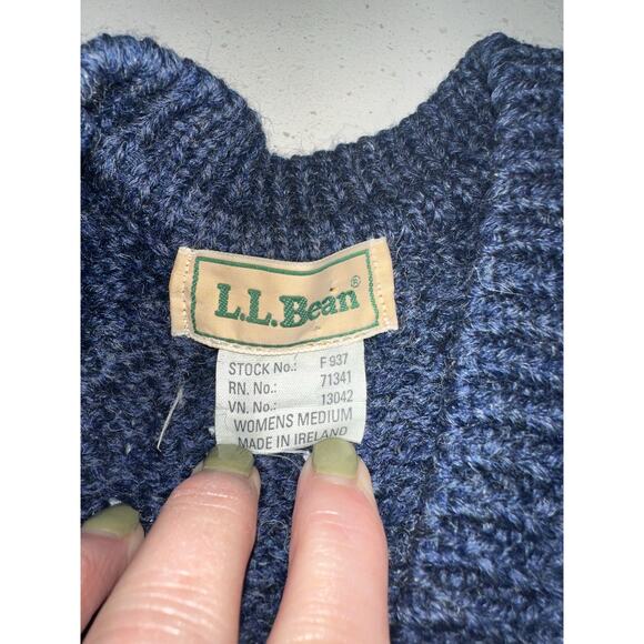 Vintage LL Bean Women’s Wool Cardigan Button Front Cable Knit Blue M Ireland - Picture 4 of 9